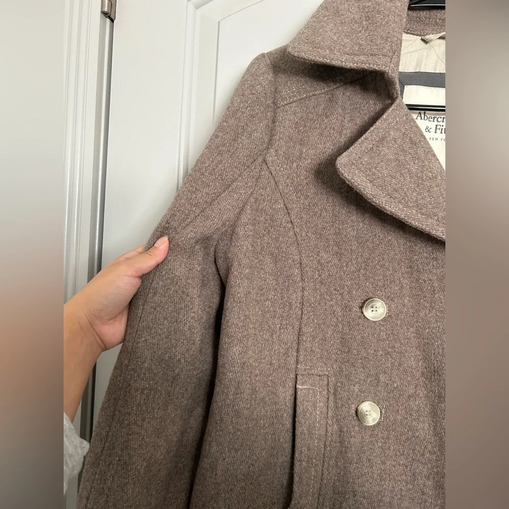 Abercrombie & Fitch Chic collar double breasted wool blend coat size L - Picture 8 of 16